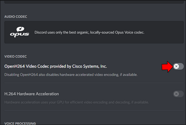 adjust discord video codec settings