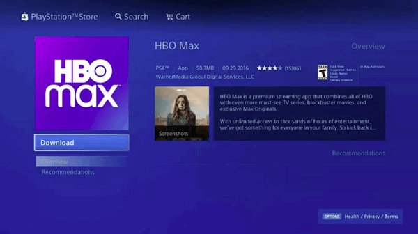 download hbo max on ps4
