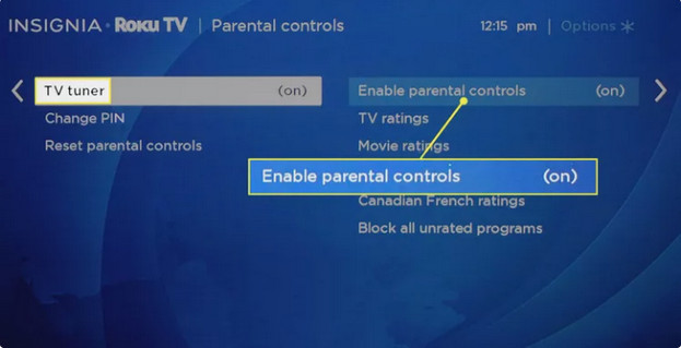 disable roku tv parental controls