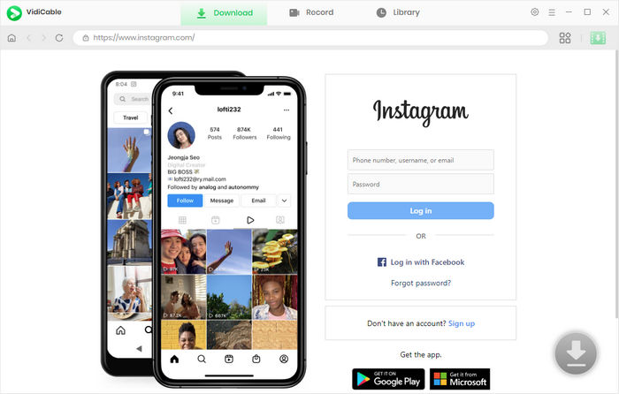 log in Instagram to download videos