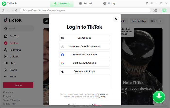 select tiktok to download videos